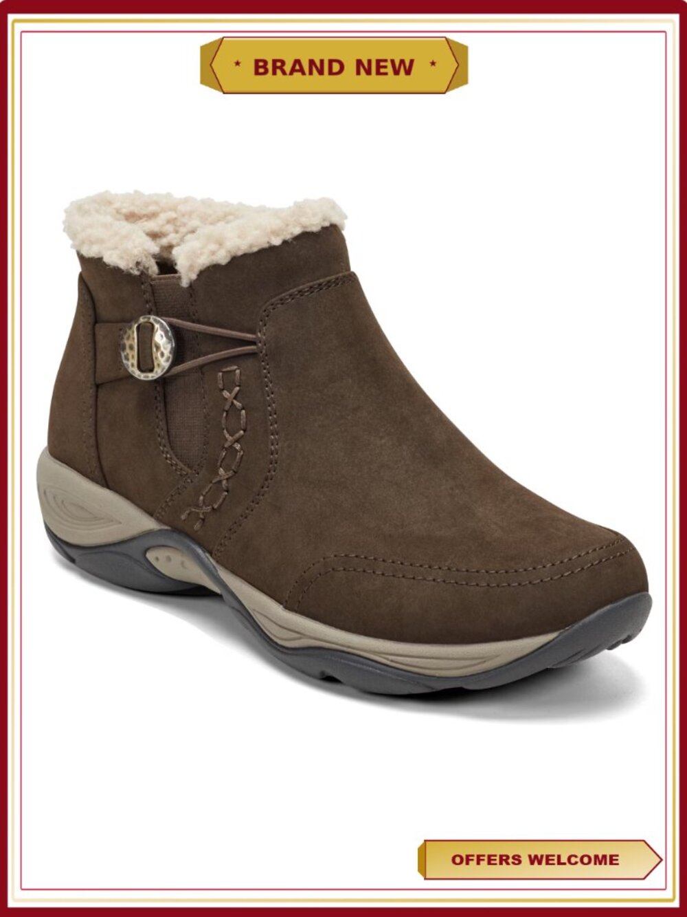 Easy Spirit ERIQUE Cozy Slip On Bootie with Button Strap